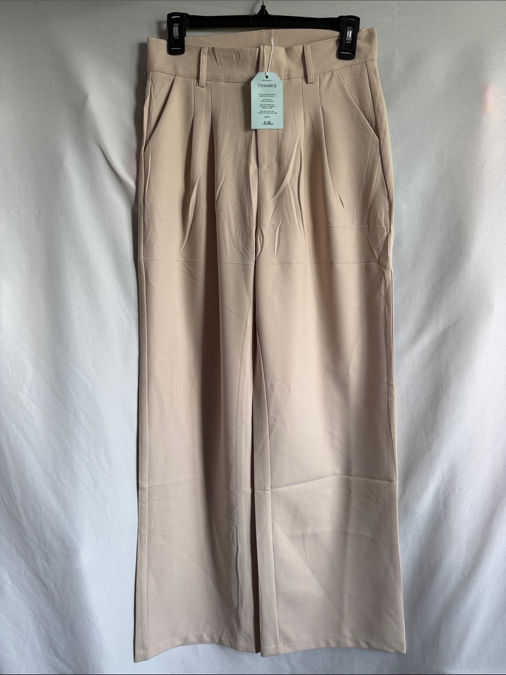 High-Rise Wide Leg Trousers in Cream